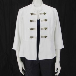 Chicos sz 1P / MP White Open Front Military Jacket